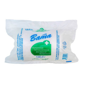 Вата медицинская гигроскопическая нестерильная (100 г.)