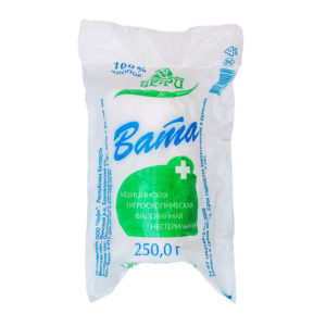 Вата медицинская гигроскопическая нестерильная (250 г.)